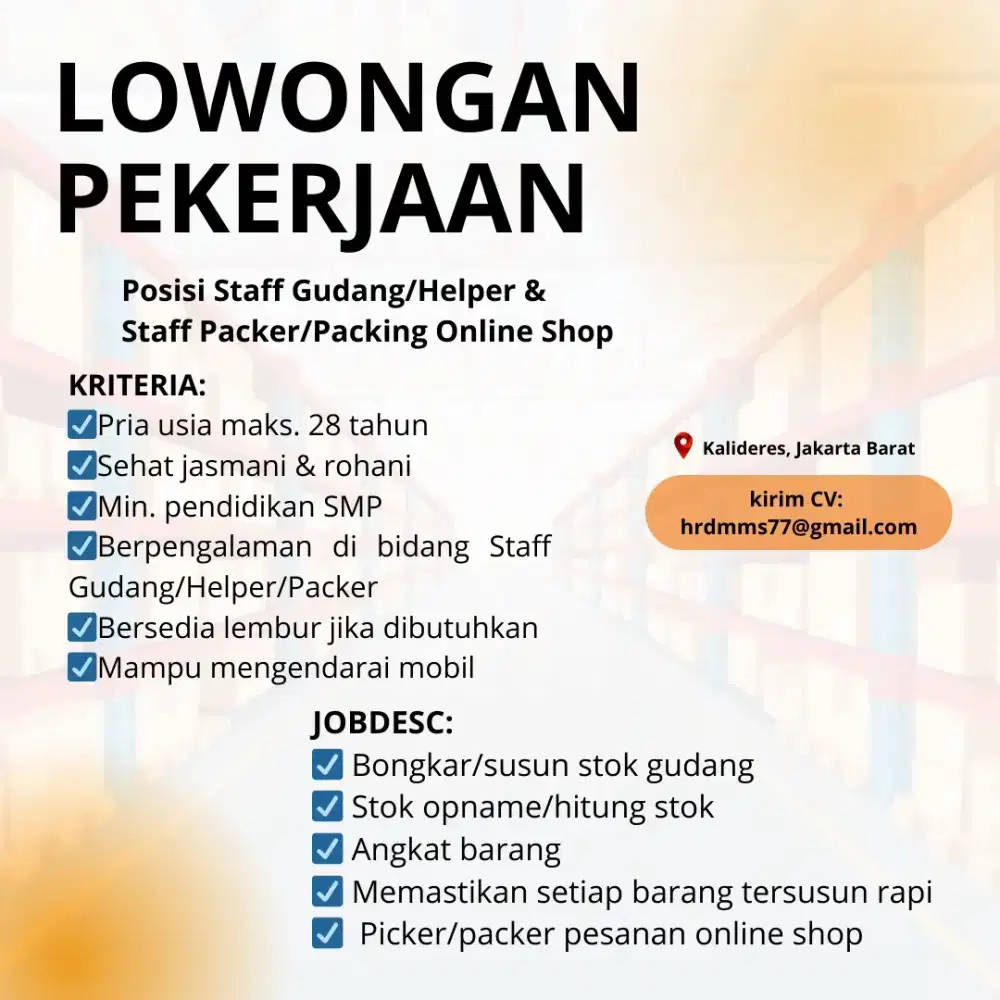 Lowongan Kerja Loker Staff Gudang