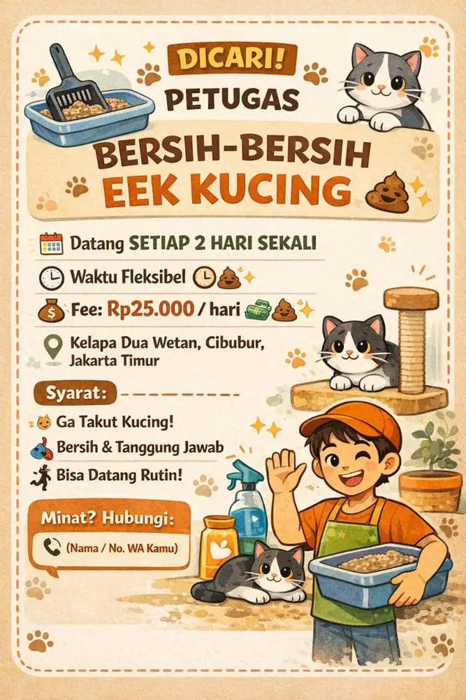 lowongan bersihin kucing