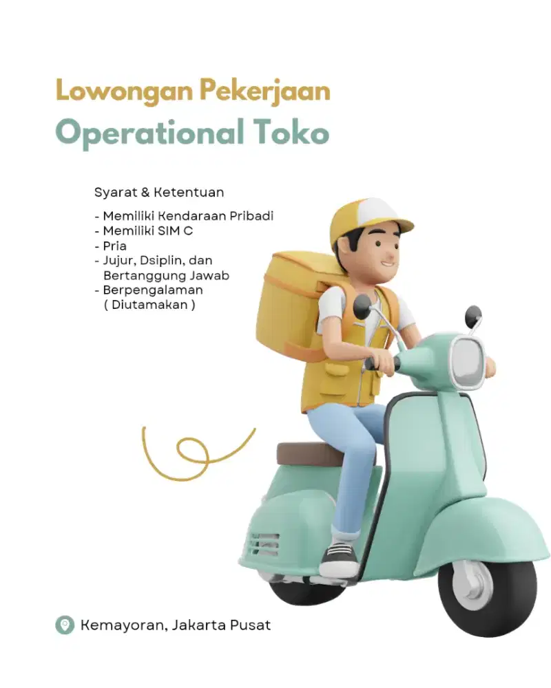 DIBUTUHKAN SEGERA OPERATIONAL TOKO