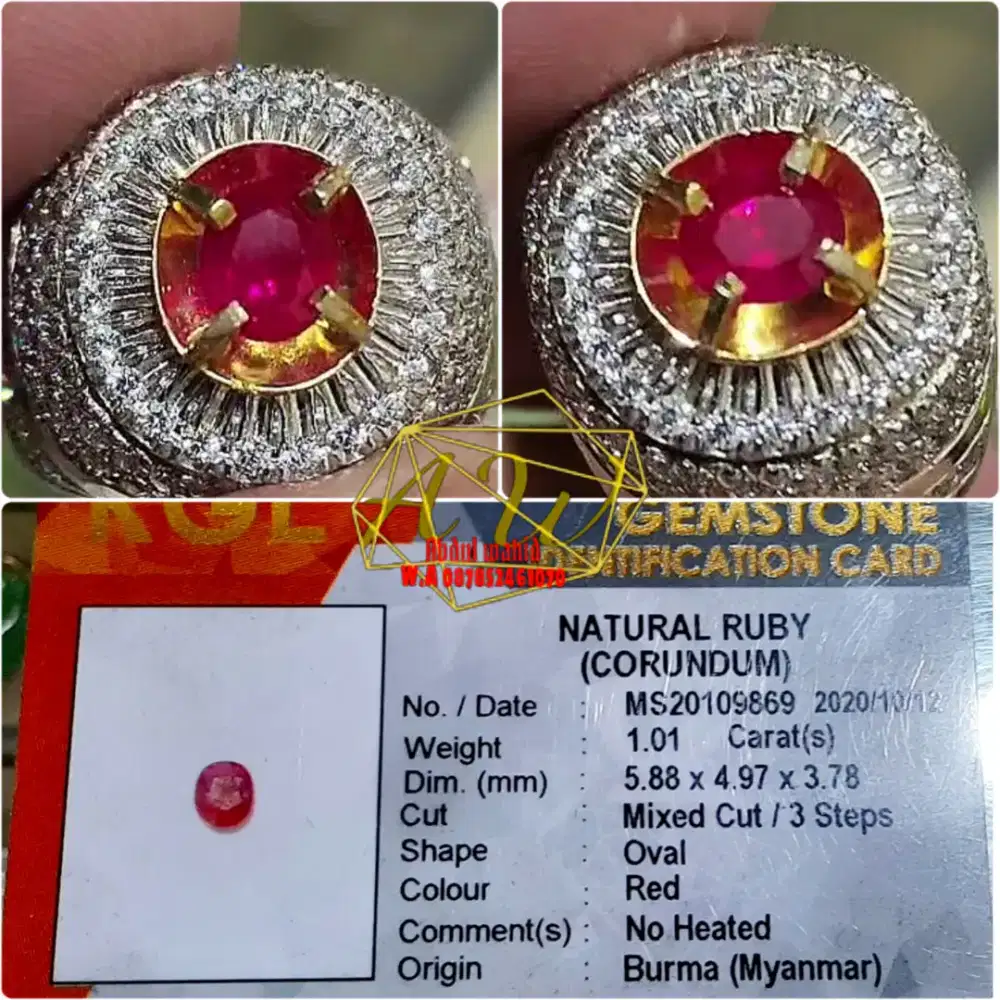 RUBY BURMA NO HEATED 1.01CARAT TOP COLOR