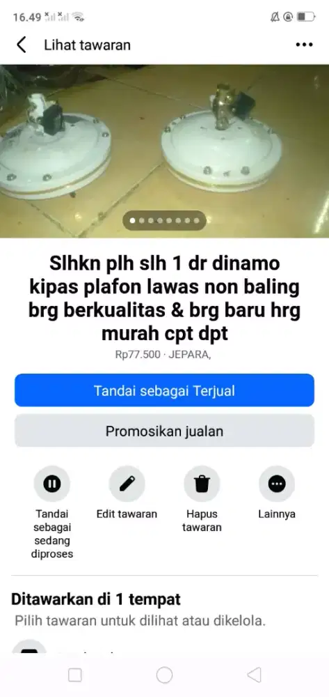 Slhkn lh slh 1 dr dinamo kipas lawon lawas brg baru hrg murah cpt dpt