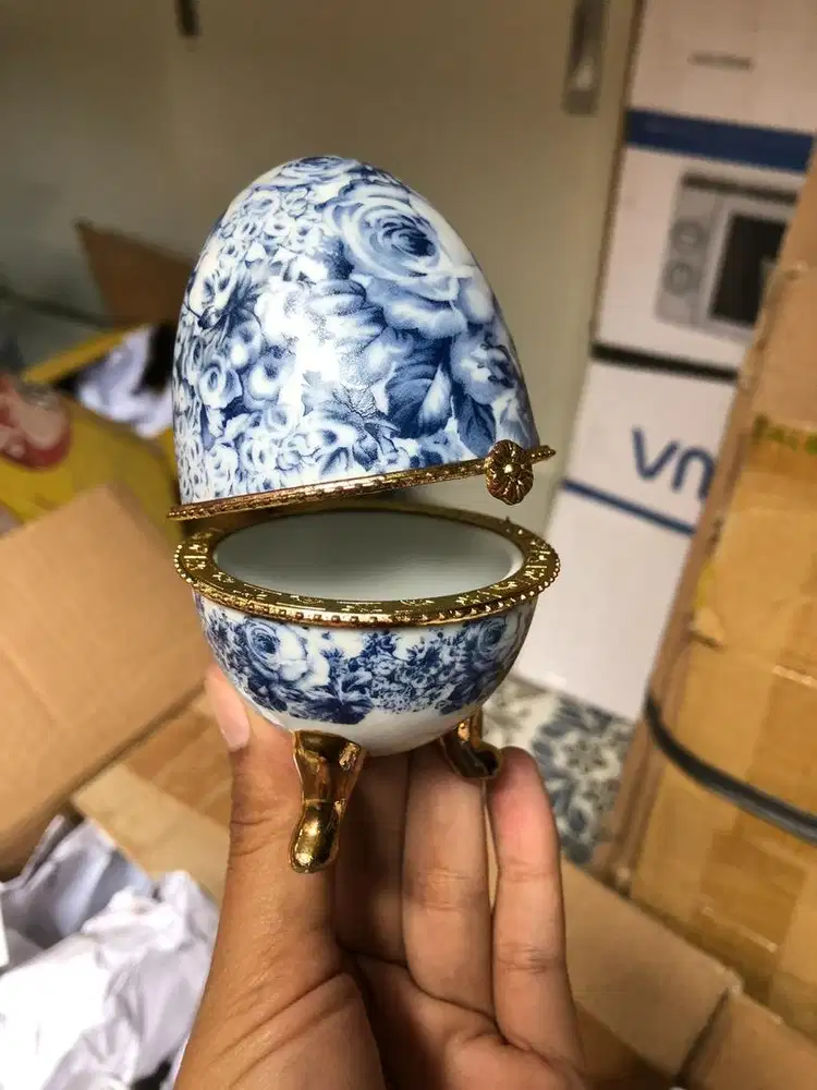 Tempat Telur Antik/Vintage Hiasan/Box Perhiasan Eropa