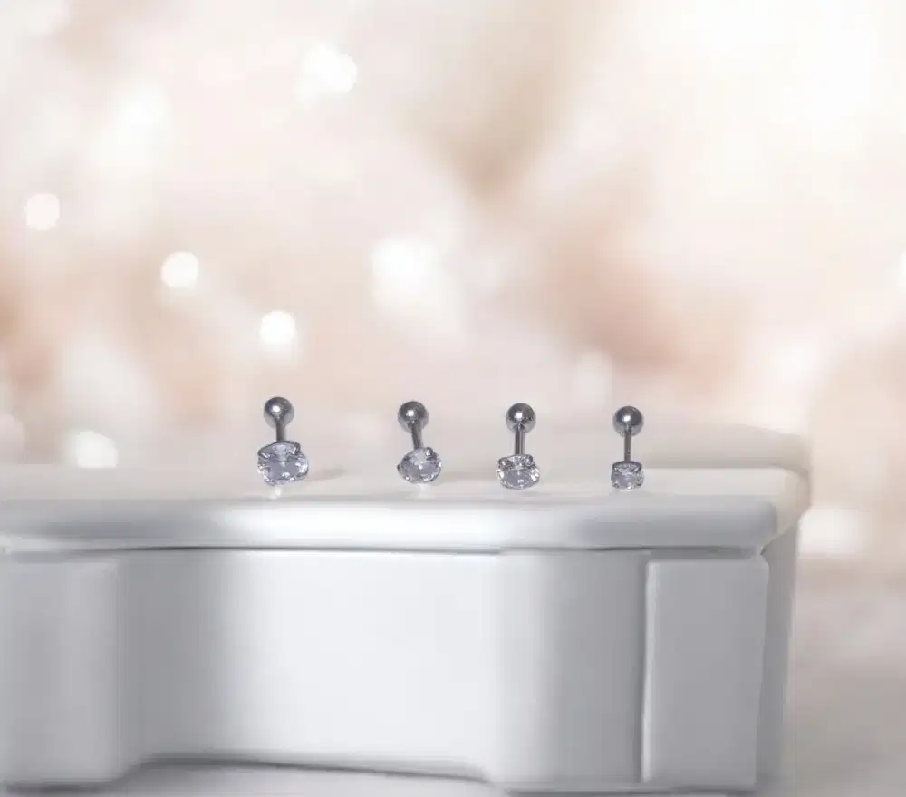 4pc anting piercing permata barbel titanium premium.