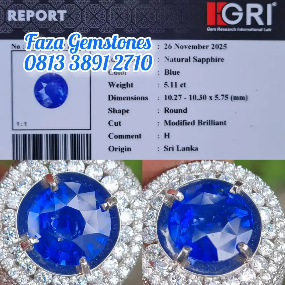 Blue Sapphire Srilanka Round Metallic siang malam Full Luster