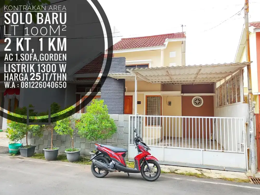 Sewa Rumah Area Solo Baru, Dekat Dengan The Park, Pakuwon