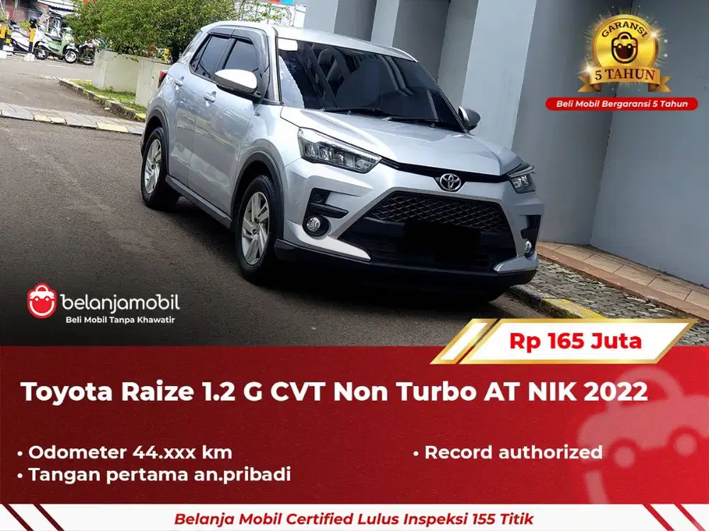 [ GARANSI 5TH ] Toyota Raize 1.2 G CVT Non Turbo AT 2022 2023