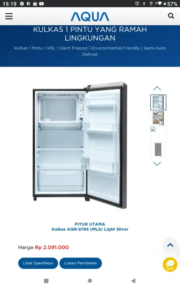 Kulkas AQUA AQR-D185