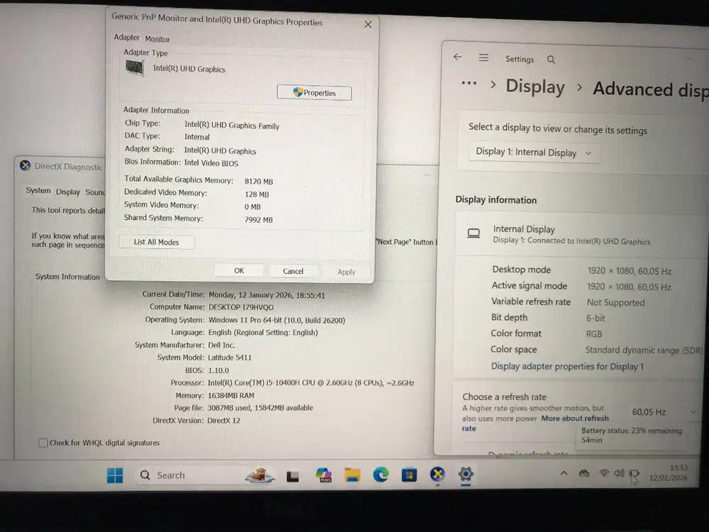 DELL LATITUDE 5411 RAM 4GB DAN SSD 128GB