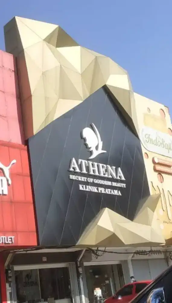 Branding Facade. Fasad ACP. Curtain Wall. Huruf Timbul LED. Neon Box