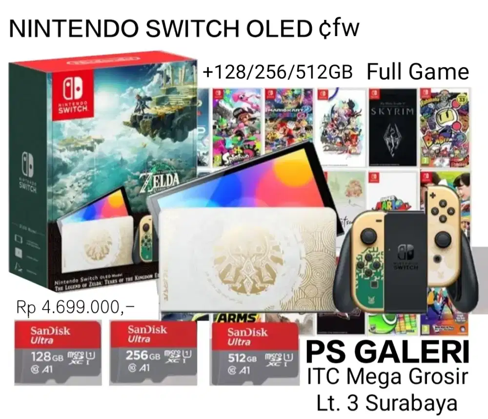 NINTENDO SWITCH OLED ¢fw +128/256/512GB FULL GAME NEW YEAR SALE