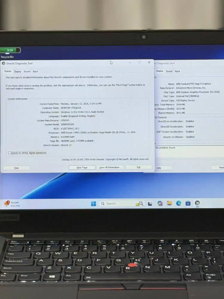 Lenovo ThinkPad T495 AMD Ryzen 5 Pro 3500U RAM 8GB SSD 256GB