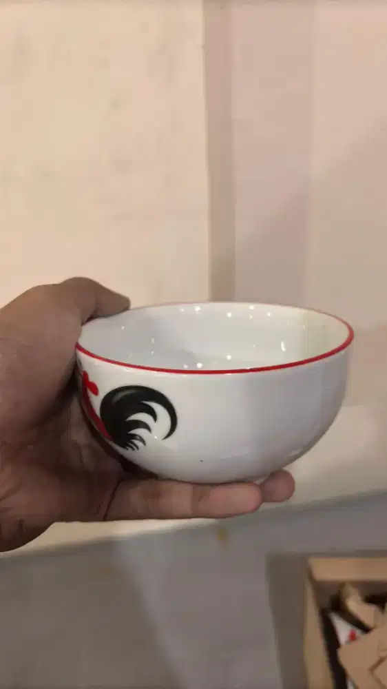 Mangkuk/mangkok motif ayam jago keramik 4 inch