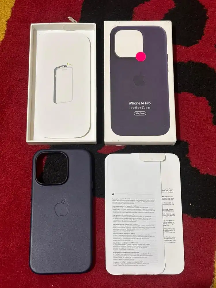 Leather case iphone 14 pro warna ink original ibox
