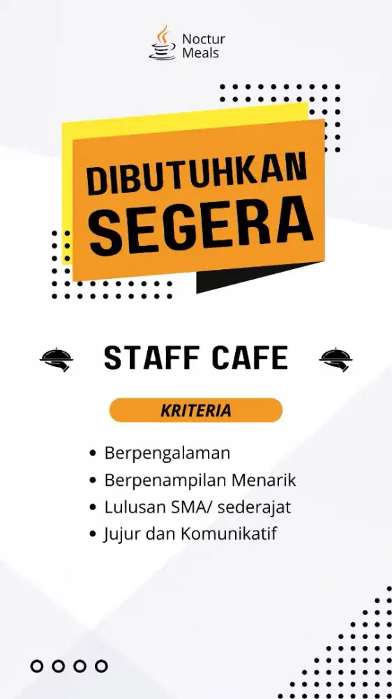 dicari pegawai staff cafe