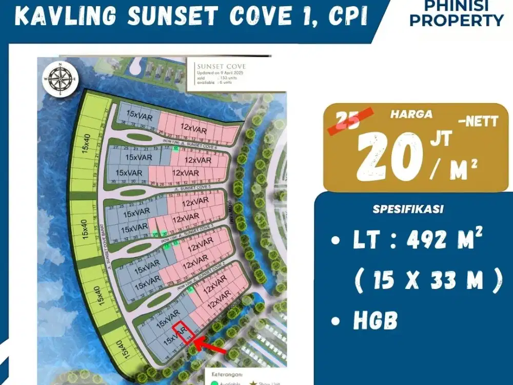 DIJUAL TANAH KAVLING SUNSET COVE CITRALAND CITY CPI HARGA MURAH