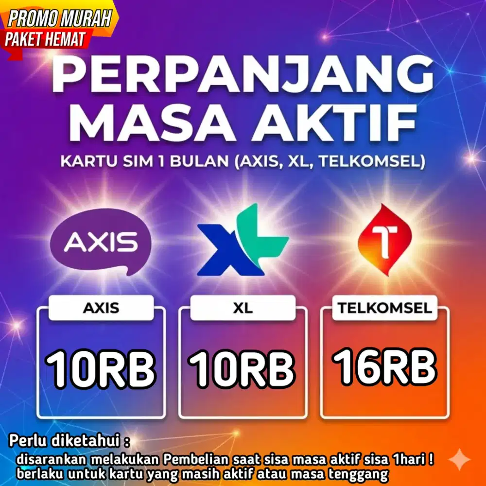 Jasa Perpanjang Masa Aktif kartu 1 bulan