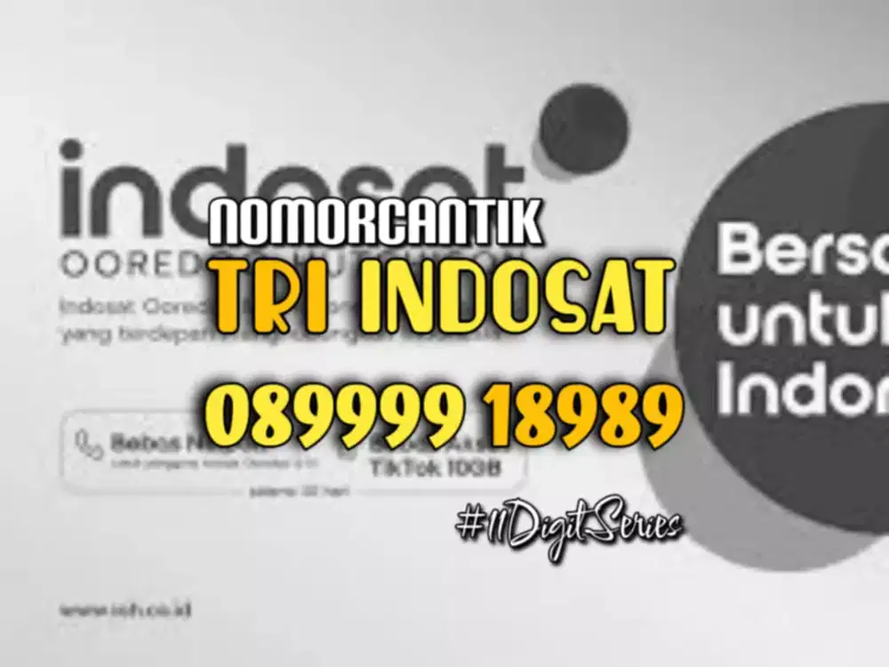 (bisa COD) Nomor CANTIK kartu TRI INDOSAT 11digit 9999 8989 #07