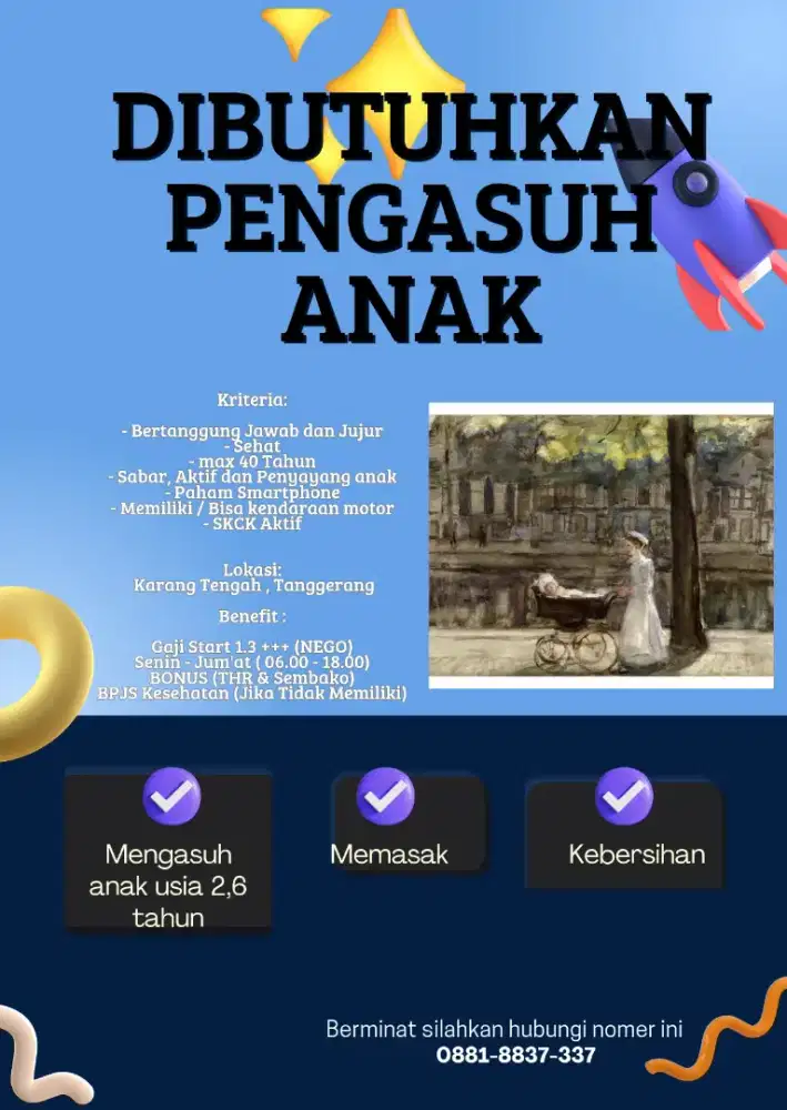 Lowongan Kerja Pengasuh Anak, Babysitter di Karang tengah Tanggerang