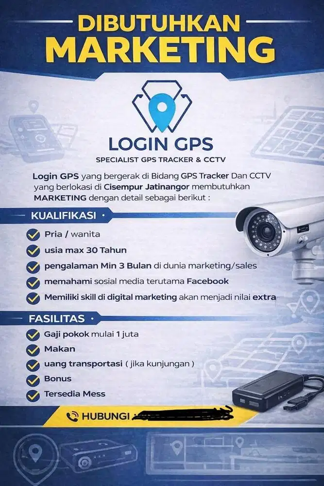 Loker marketing / sales GPS dan cctv