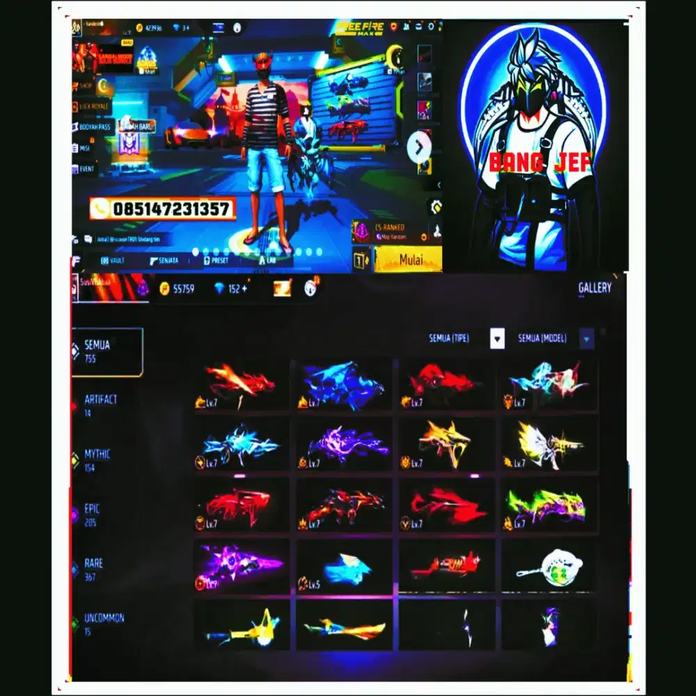 DI JUAL AKUN FF FREE FIRE AKUN SULTAN SEASON 1 AMAN DAN AMANAH