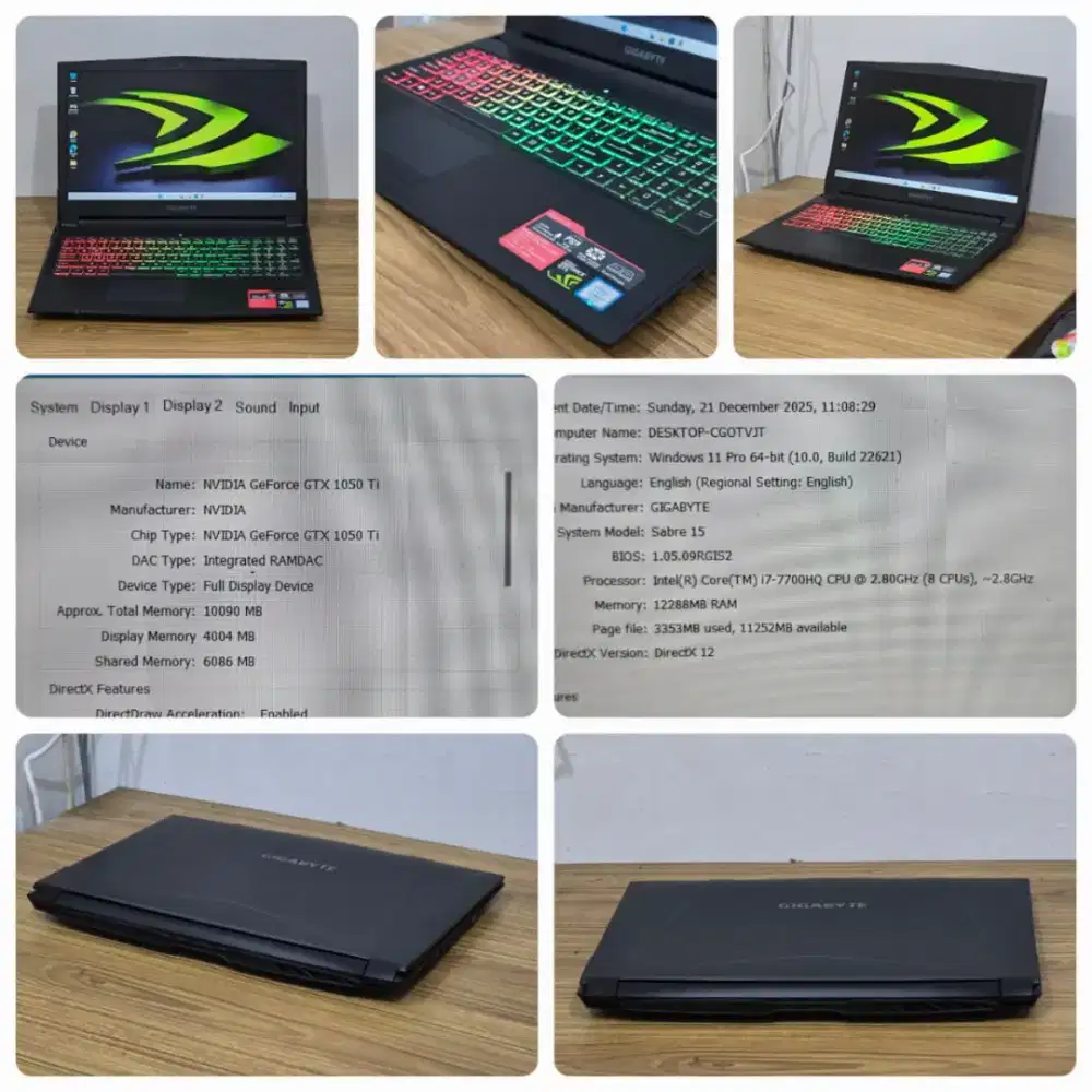 Laptop gaming desain second kondisi super