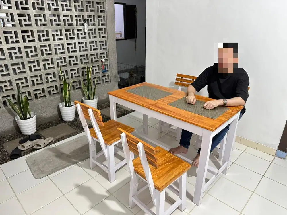 Dijual Meja Makan Belajar Kerja Serbaguna Kayu 4 Kursi
