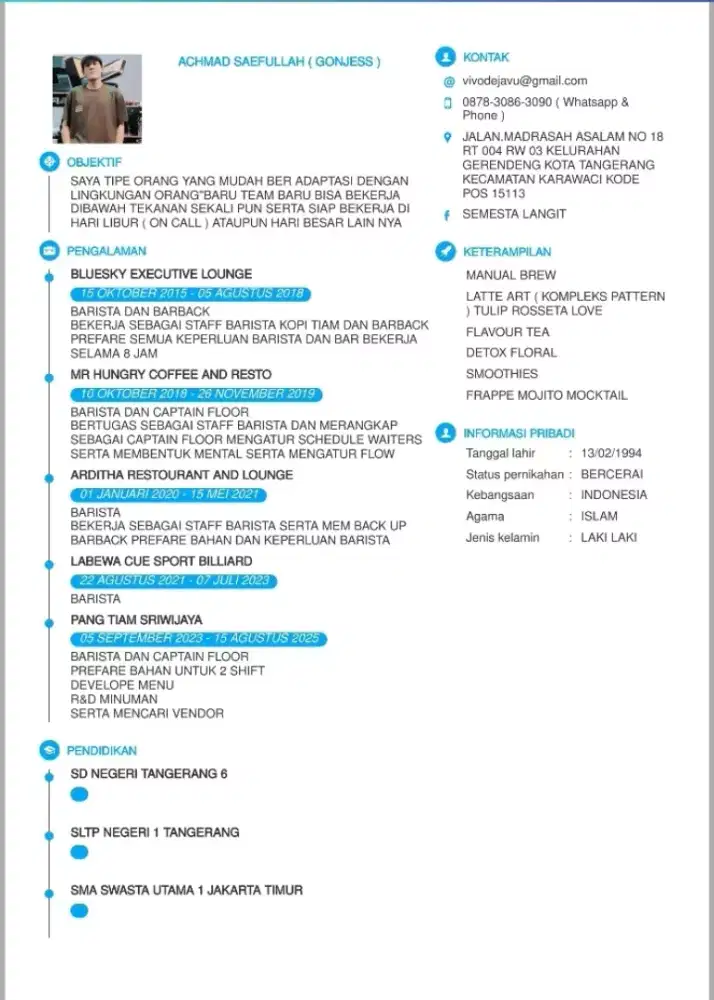 Mencari Pekerjaan Barista atau Barback