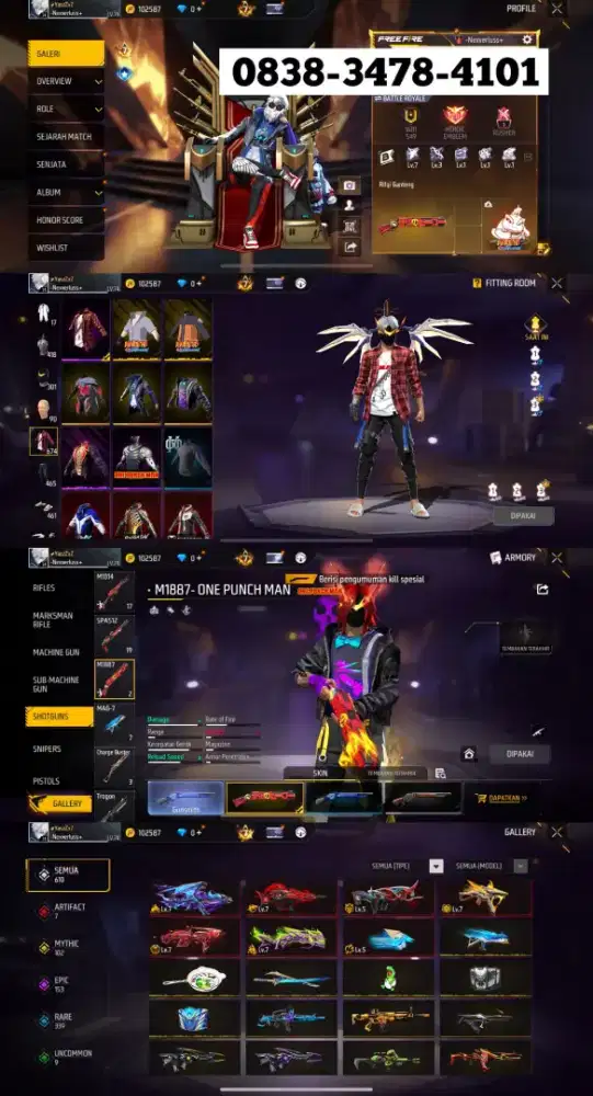 Dijual segera akun free fire RESMI Akun Pribadi