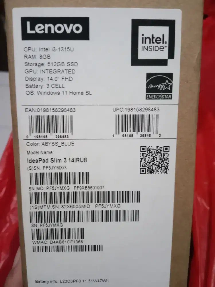 Lenovo bekas pemakaian 2 bulanan