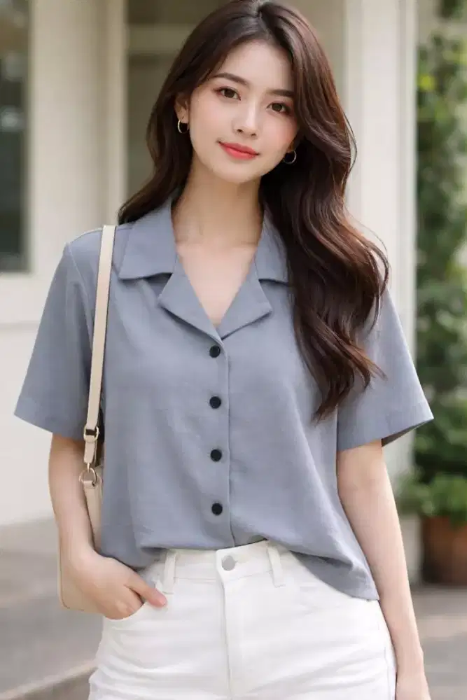 Jual kemeja Croop wanita LD.110 PB.55 cm Banyak pilihan warna