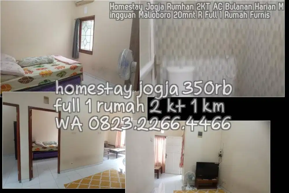 Homestay Jogja Rumhan 2KT AC Bulanan Harian Mingguan Malioboro 20mnt R