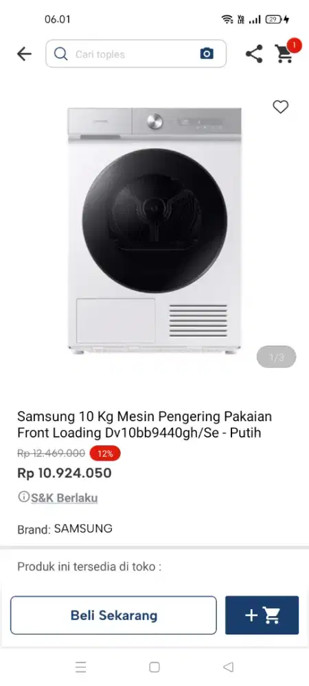 Samsung 10kg mesin cuci dan pengering
