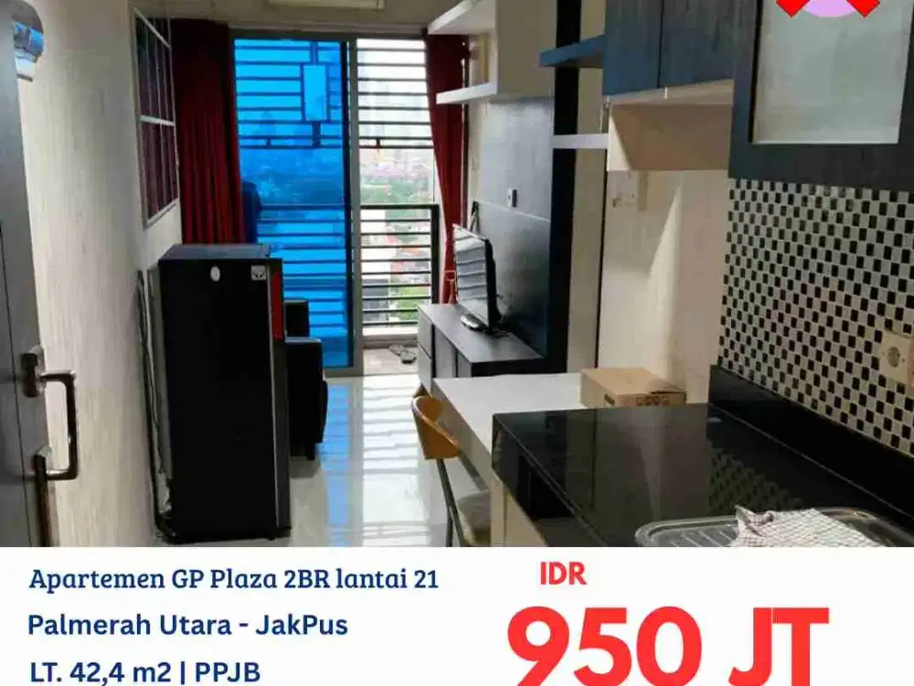 NVTDS0164 Apartemen GP Plaza 2BR Furnish lantai 21 slipi Jakarta Pusat
