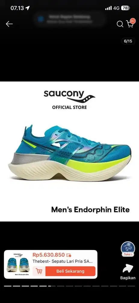 Sepatu Lari Plat Carbon Saucony Mens Endhorphin Elite