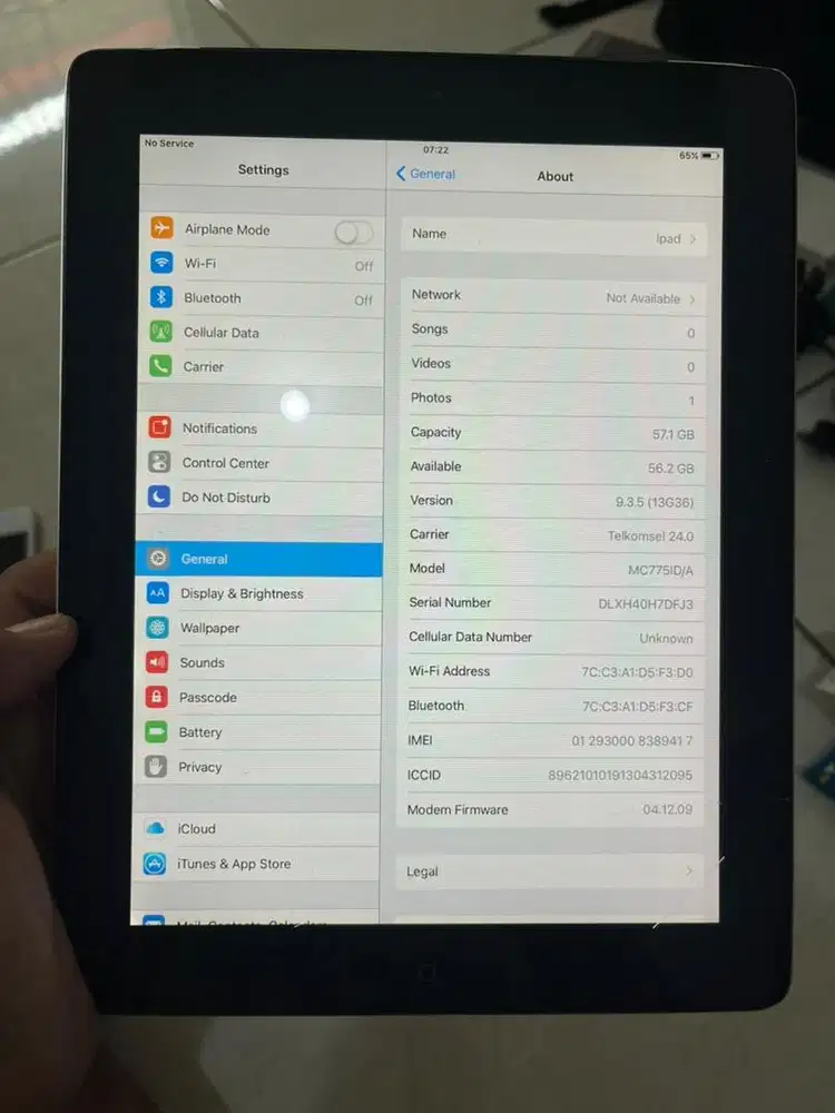 Ipad 2 kapasitas 64 GB wifi cell