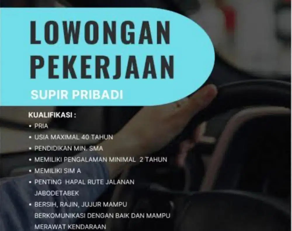 Dibutuhkan supir pribadi