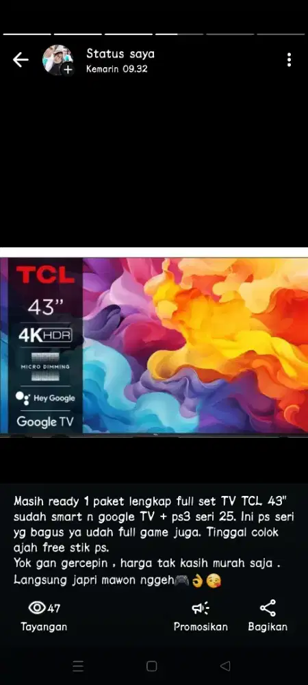 Dijual cepat TV TCL 43