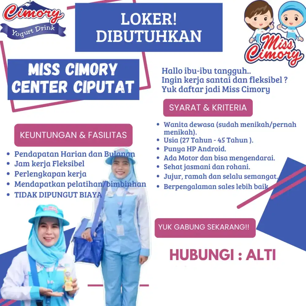 LOWONGAN KERJA – MISS CIMORY (SALES/RESELLER PRODUK CIMORY)