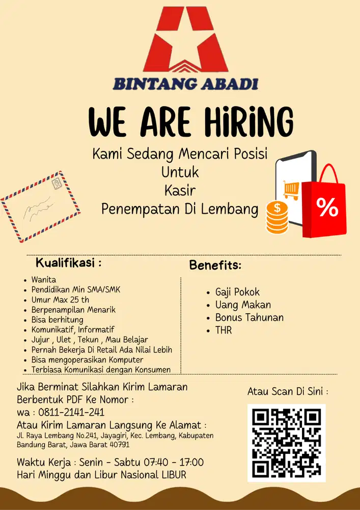 Lowongan Admin Gudang & Kasir Toko