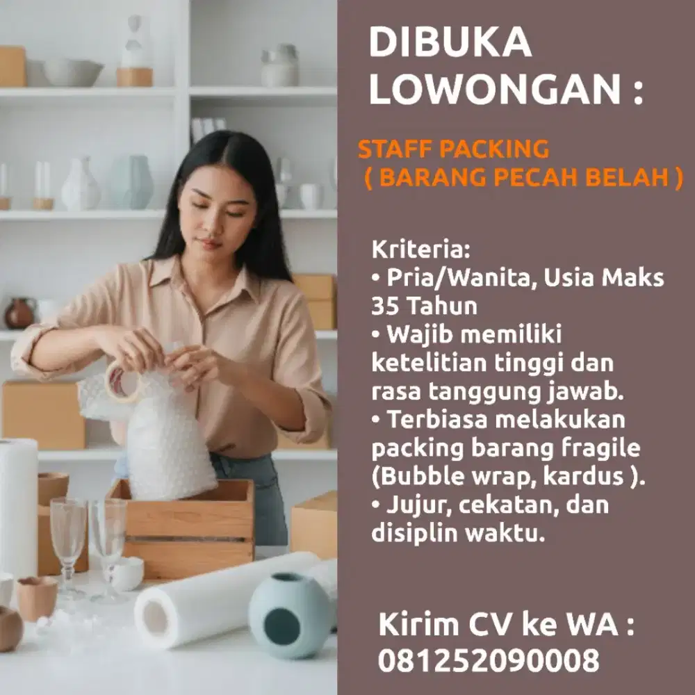 Dibutuhkan pekerja packing online