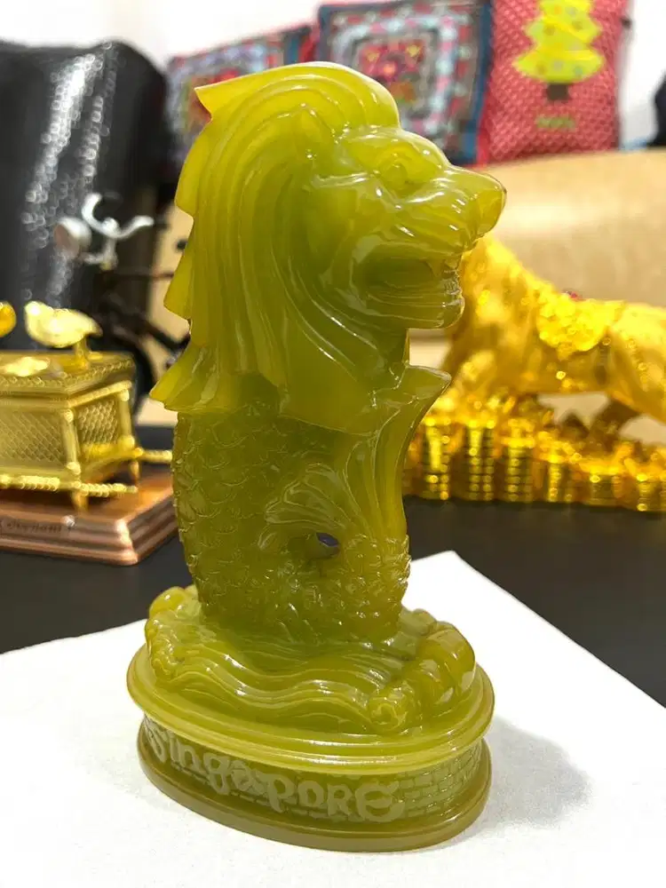 Pajangan Batu Hijau Simbol Singapore (Merlion)