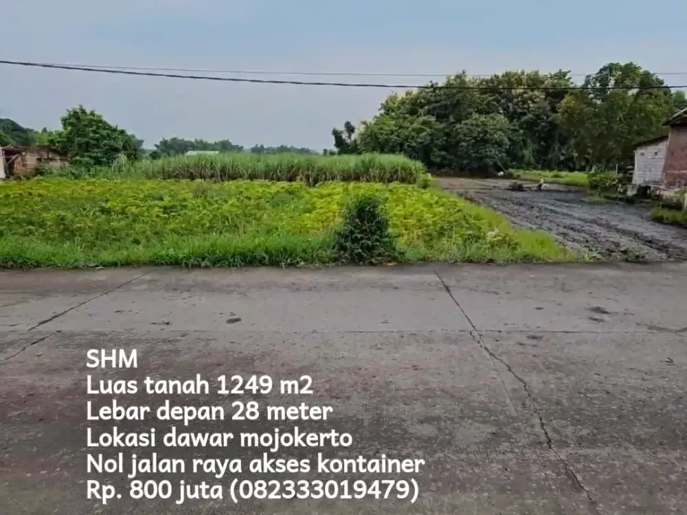 Lahan industri nol jalan raya dawar mojokerto