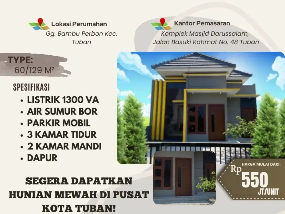 Hunian Mewah, Modern, dan Minimalis Tengah Kota Tuban