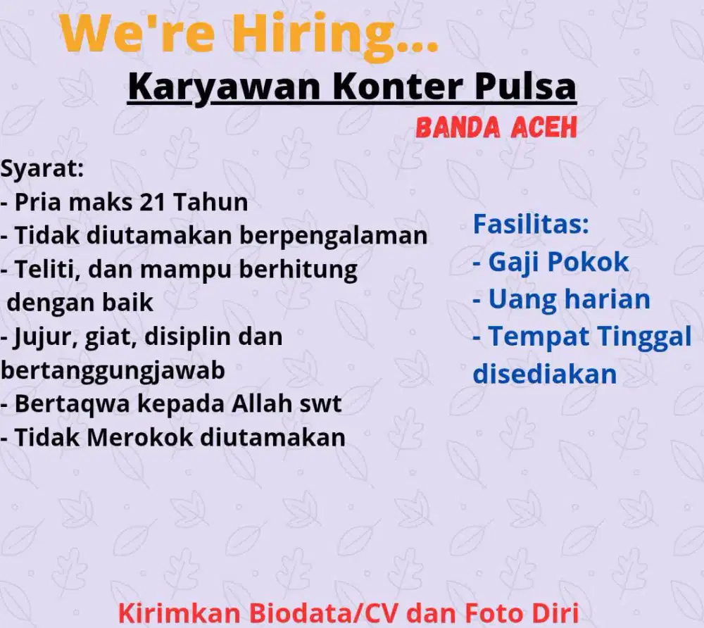 Lowongan Kerja Konter Pulsa