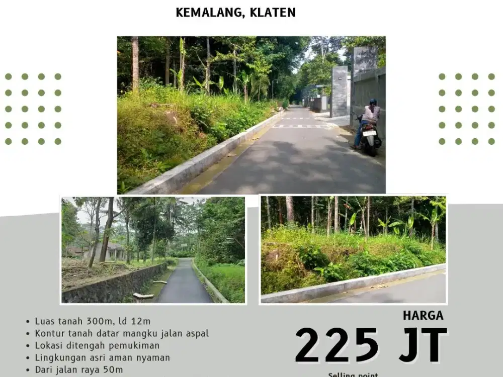 DIJUAL PEKARANGAN ASRI KEMALANG LUAS 300M