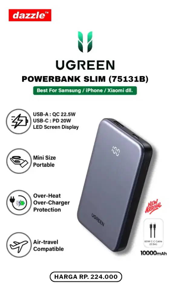 UGREEN POWERBANK SLIM 10.000MAH (75131B)