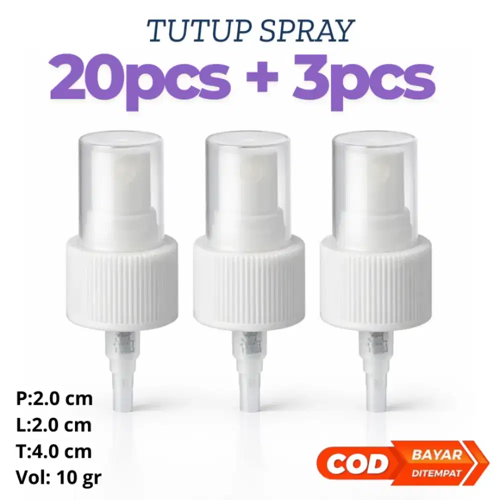 [BISA COD] Isi 23pcs Tutup Botol Spray 10ml 15ml 20ml 30ml 60ml Putih