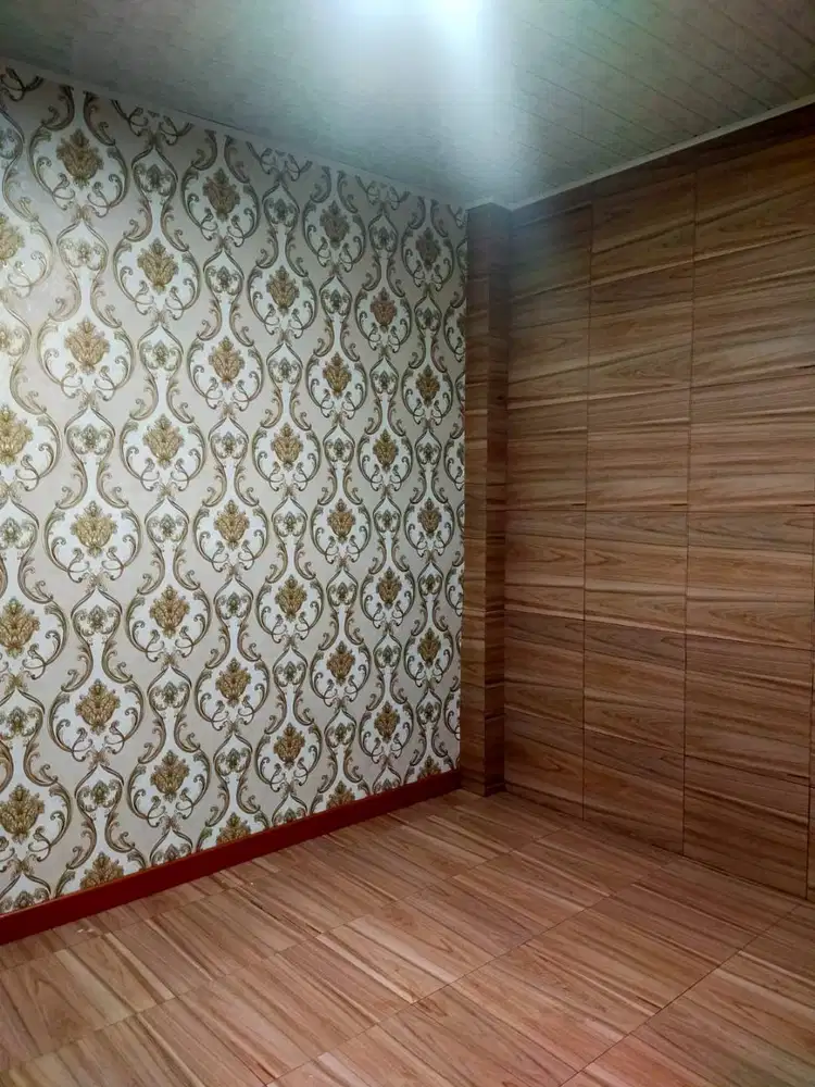 Pemasangan wallpaper dinding, lantai vinyl spc parkit