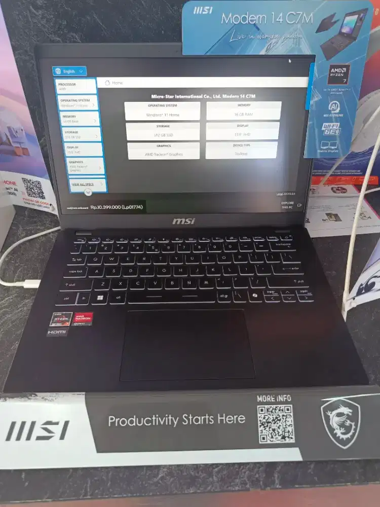 Kredit laptop MSI micro star 14 C7M