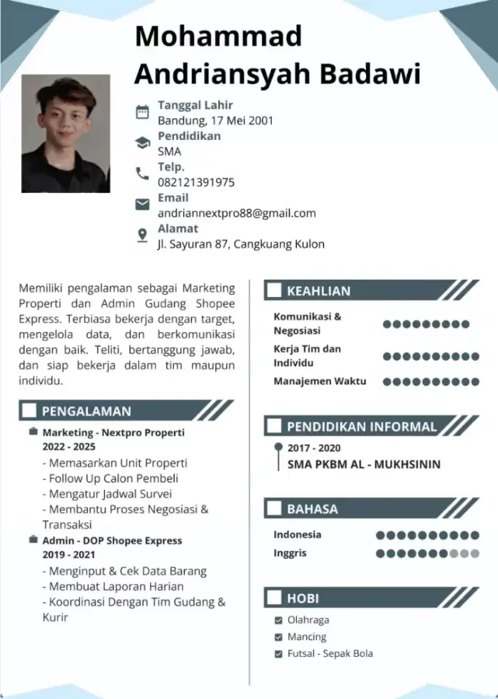 Pria 24 Tahun Siap Kerja – Bandung